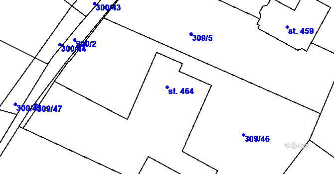 Parcela st. 464 v KÚ Hřiměždice, Katastrální mapa