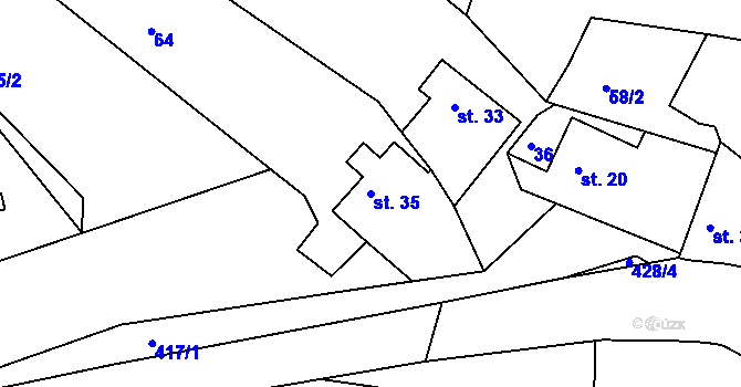 Parcela st. 35 v KÚ Vestec u Hřiměždic, Katastrální mapa