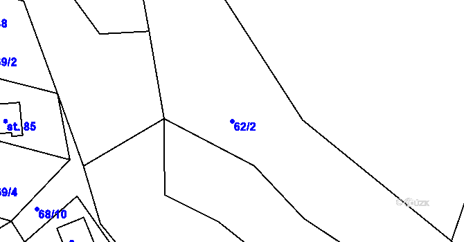 Parcela st. 62/2 v KÚ Vestec u Hřiměždic, Katastrální mapa