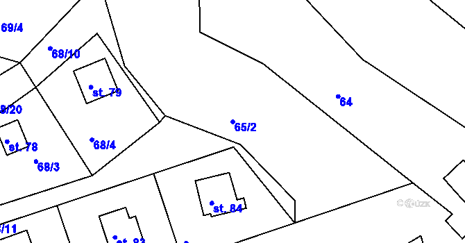 Parcela st. 65/2 v KÚ Vestec u Hřiměždic, Katastrální mapa