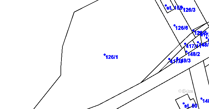Parcela st. 126/1 v KÚ Vestec u Hřiměždic, Katastrální mapa