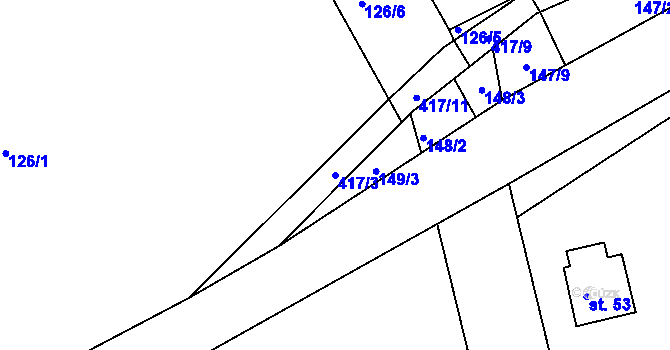 Parcela st. 417/3 v KÚ Vestec u Hřiměždic, Katastrální mapa