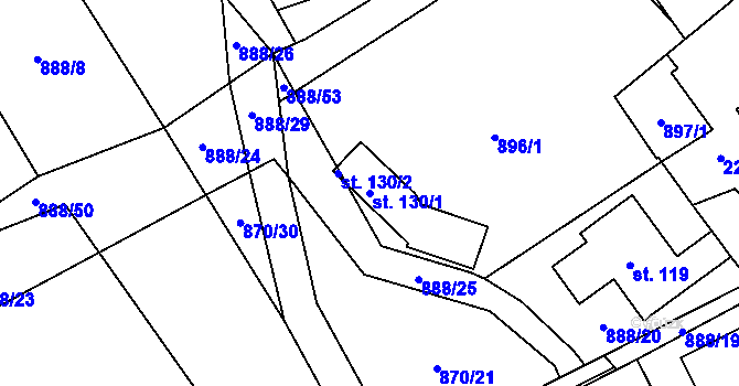Parcela st. 130/1 v KÚ Hříšice, Katastrální mapa