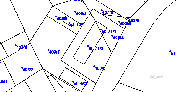 Parcela st. 71/2 v KÚ Hříšice, Katastrální mapa