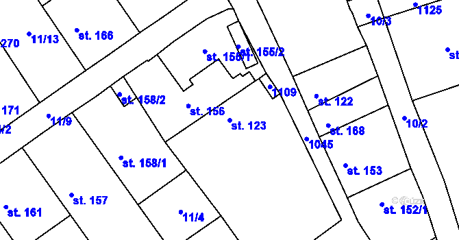 Parcela st. 123 v KÚ Hříškov, Katastrální mapa