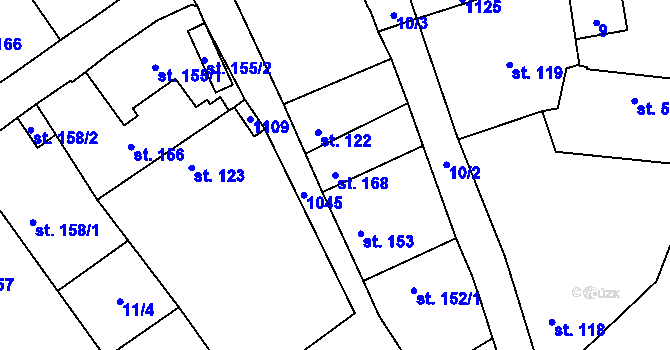 Parcela st. 168 v KÚ Hříškov, Katastrální mapa