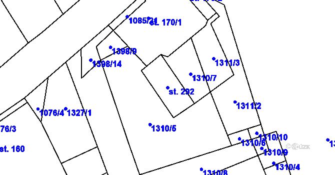Parcela st. 292 v KÚ Hříškov, Katastrální mapa