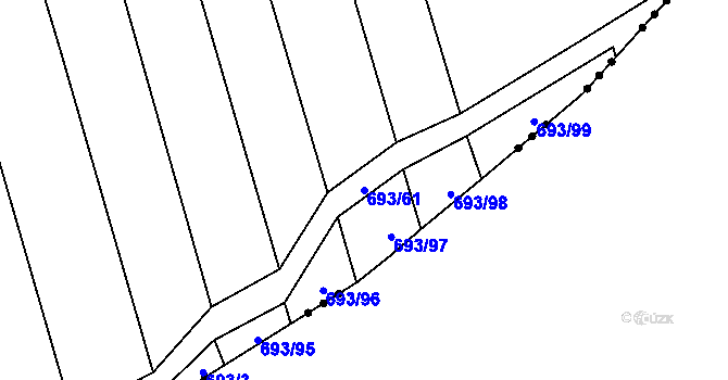 Parcela st. 693/61 v KÚ Hříškov, Katastrální mapa