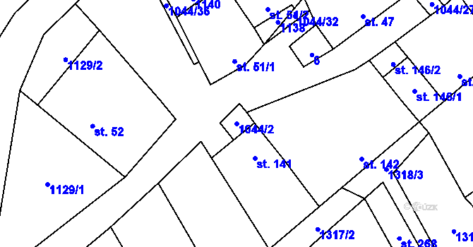 Parcela st. 1044/2 v KÚ Hříškov, Katastrální mapa