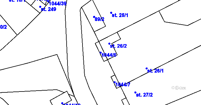 Parcela st. 1044/6 v KÚ Hříškov, Katastrální mapa