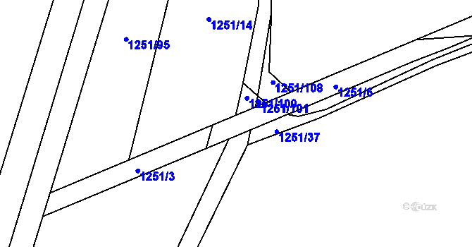 Parcela st. 1251/4 v KÚ Hříškov, Katastrální mapa