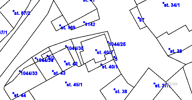 Parcela st. 40/2 v KÚ Hříškov, Katastrální mapa