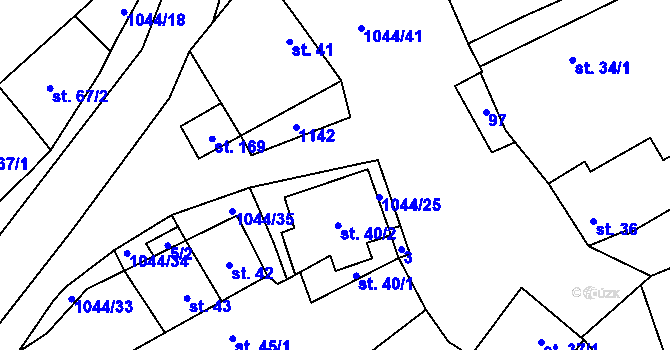 Parcela st. 40/3 v KÚ Hříškov, Katastrální mapa