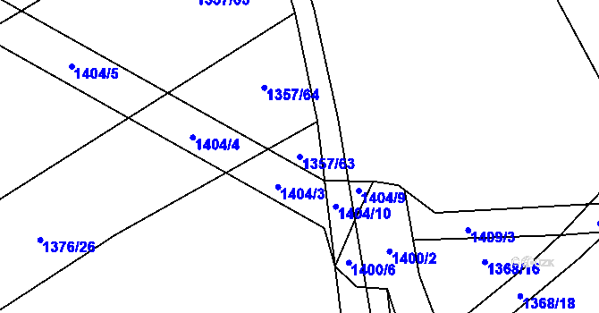 Parcela st. 1357/63 v KÚ Hříškov, Katastrální mapa