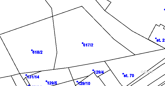 Parcela st. 617/2 v KÚ Hřiště, Katastrální mapa