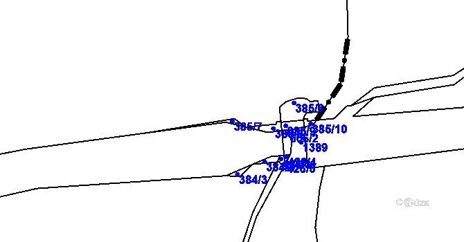 Parcela st. 385/7 v KÚ Hřiště, Katastrální mapa