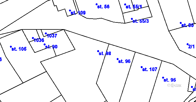 Parcela st. 98 v KÚ Hřivčice, Katastrální mapa
