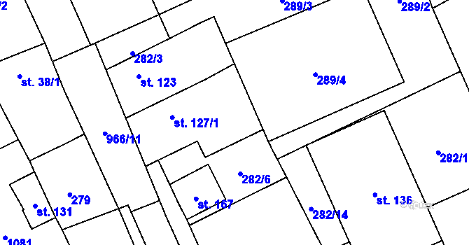 Parcela st. 127/2 v KÚ Hřivčice, Katastrální mapa