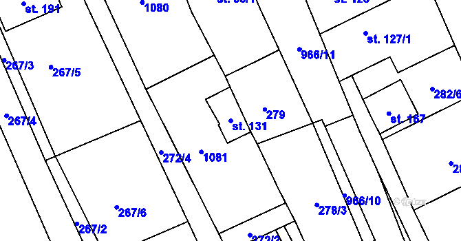 Parcela st. 131 v KÚ Hřivčice, Katastrální mapa