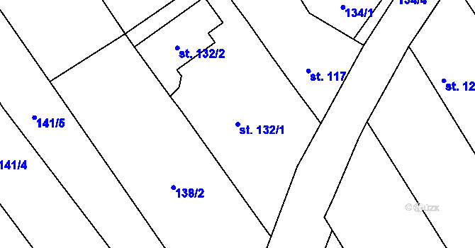 Parcela st. 132/1 v KÚ Hřivčice, Katastrální mapa