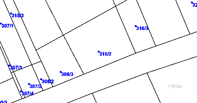 Parcela st. 315/2 v KÚ Hřivčice, Katastrální mapa