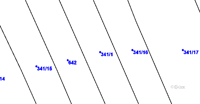 Parcela st. 341/1 v KÚ Hřivčice, Katastrální mapa