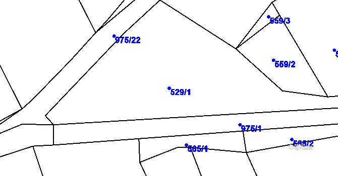 Parcela st. 529/1 v KÚ Hřivčice, Katastrální mapa