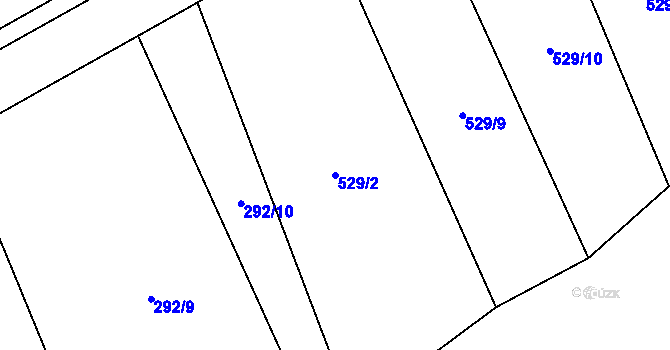 Parcela st. 529/2 v KÚ Hřivčice, Katastrální mapa