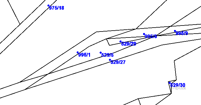 Parcela st. 529/5 v KÚ Hřivčice, Katastrální mapa