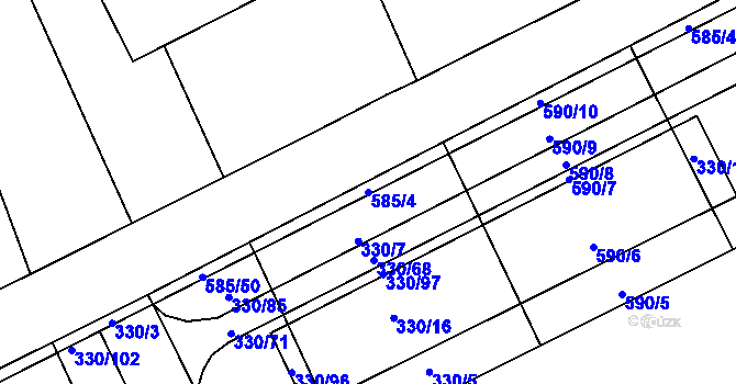 Parcela st. 585/4 v KÚ Hřivčice, Katastrální mapa