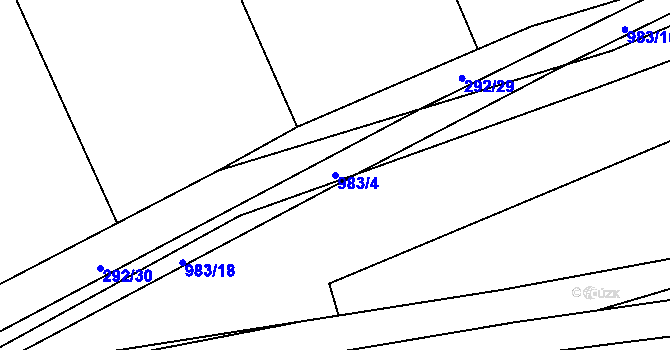 Parcela st. 983/4 v KÚ Hřivčice, Katastrální mapa