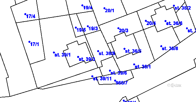 Parcela st. 39/8 v KÚ Hřivčice, Katastrální mapa