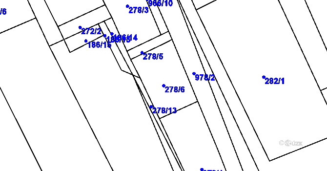 Parcela st. 278/6 v KÚ Hřivčice, Katastrální mapa