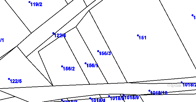 Parcela st. 156/3 v KÚ Hřivčice, Katastrální mapa