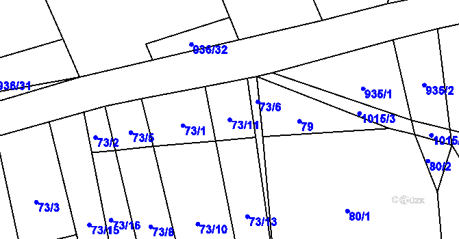 Parcela st. 73/11 v KÚ Hřivčice, Katastrální mapa