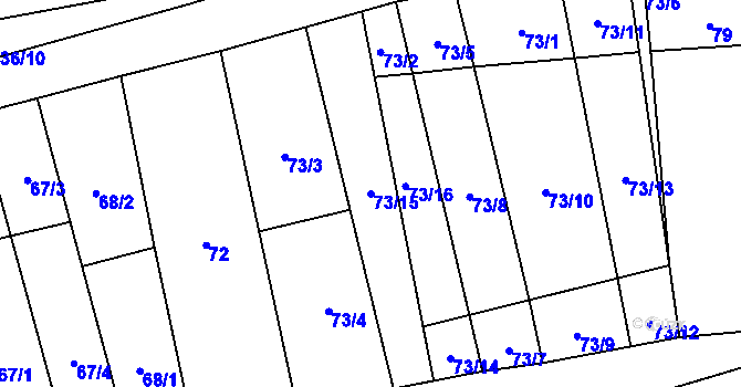 Parcela st. 73/15 v KÚ Hřivčice, Katastrální mapa