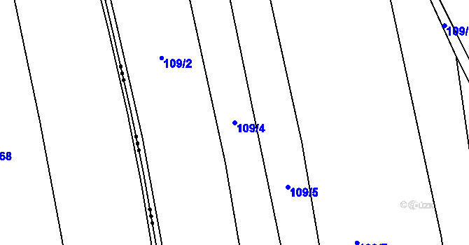 Parcela st. 109/4 v KÚ Hřivčice, Katastrální mapa