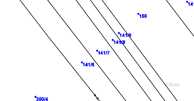 Parcela st. 141/7 v KÚ Hřivčice, Katastrální mapa