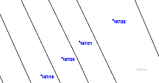 Parcela st. 187/21 v KÚ Hřivčice, Katastrální mapa