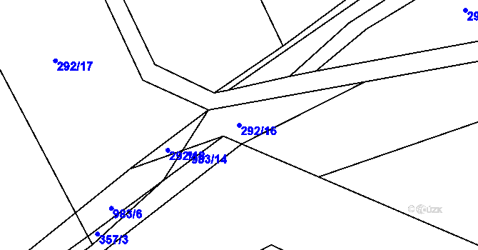 Parcela st. 292/16 v KÚ Hřivčice, Katastrální mapa