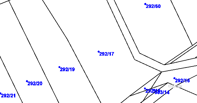 Parcela st. 292/17 v KÚ Hřivčice, Katastrální mapa