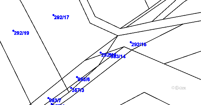 Parcela st. 292/18 v KÚ Hřivčice, Katastrální mapa