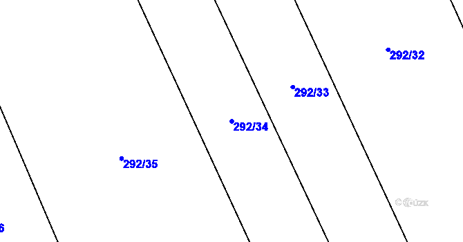 Parcela st. 292/34 v KÚ Hřivčice, Katastrální mapa