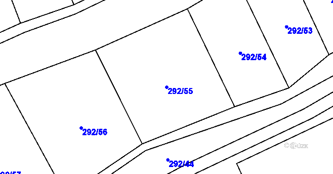Parcela st. 292/55 v KÚ Hřivčice, Katastrální mapa