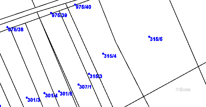 Parcela st. 315/4 v KÚ Hřivčice, Katastrální mapa
