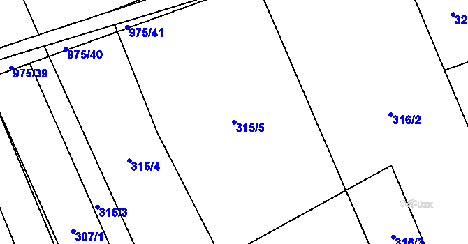 Parcela st. 315/5 v KÚ Hřivčice, Katastrální mapa