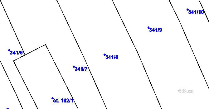 Parcela st. 341/8 v KÚ Hřivčice, Katastrální mapa