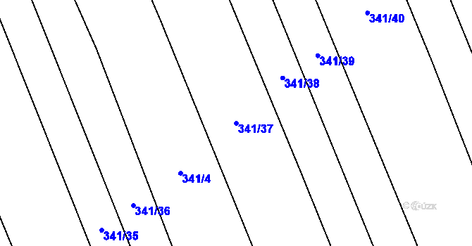 Parcela st. 341/37 v KÚ Hřivčice, Katastrální mapa