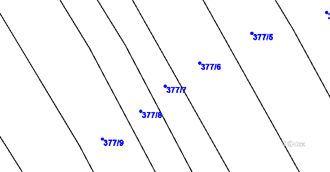 Parcela st. 377/7 v KÚ Hřivčice, Katastrální mapa