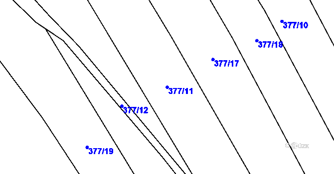 Parcela st. 377/11 v KÚ Hřivčice, Katastrální mapa